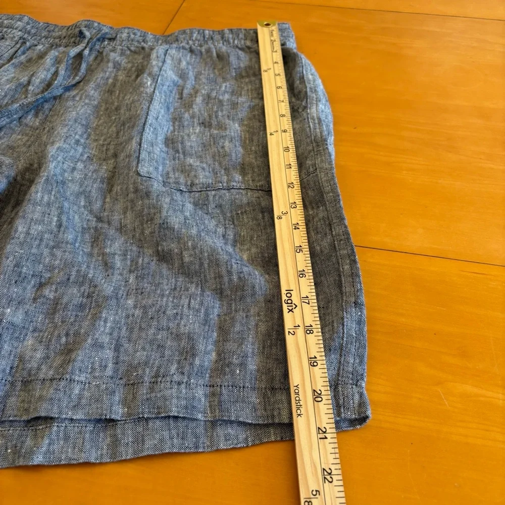 Lands End 18W linen chambray blue elastic waistband pull on shorts - Picture 8 of 10